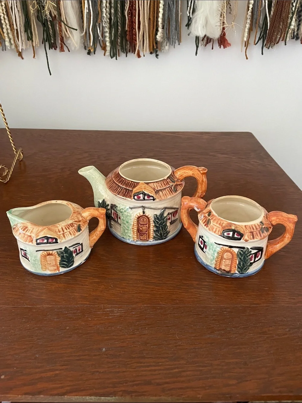 Hand-Painted Cottage Teapot Set